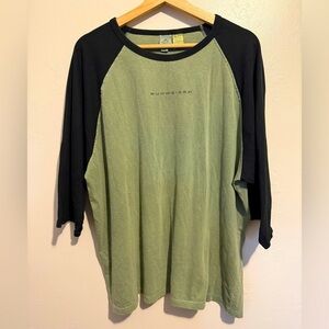 Vintage 90s Budweiser Beer Raglan Sleeve Green and Black Men's Shirt XL